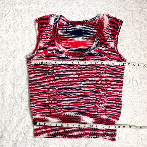 Red, white and blue ombre cable knit pullover vest - size M - Picture 7 of 7